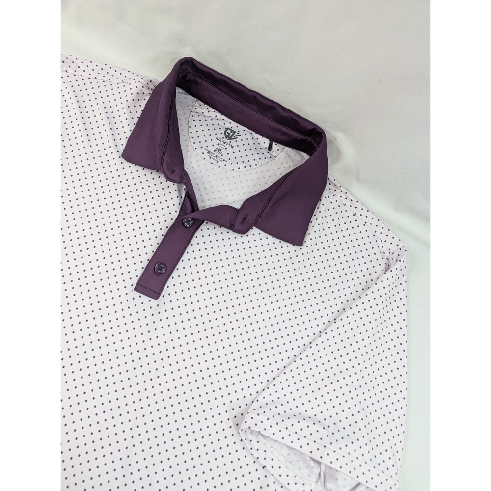 Graham Luxe Polo Shirt Men XXL 2XL Purple Geometric Performance Polk A Dot